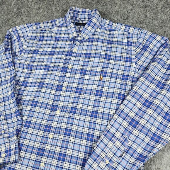 Ralph Lauren Other - Ralph Lauren Shirt Men XLT Blue Button Plaid Flesh Pony Long Sleeve Casual Tall